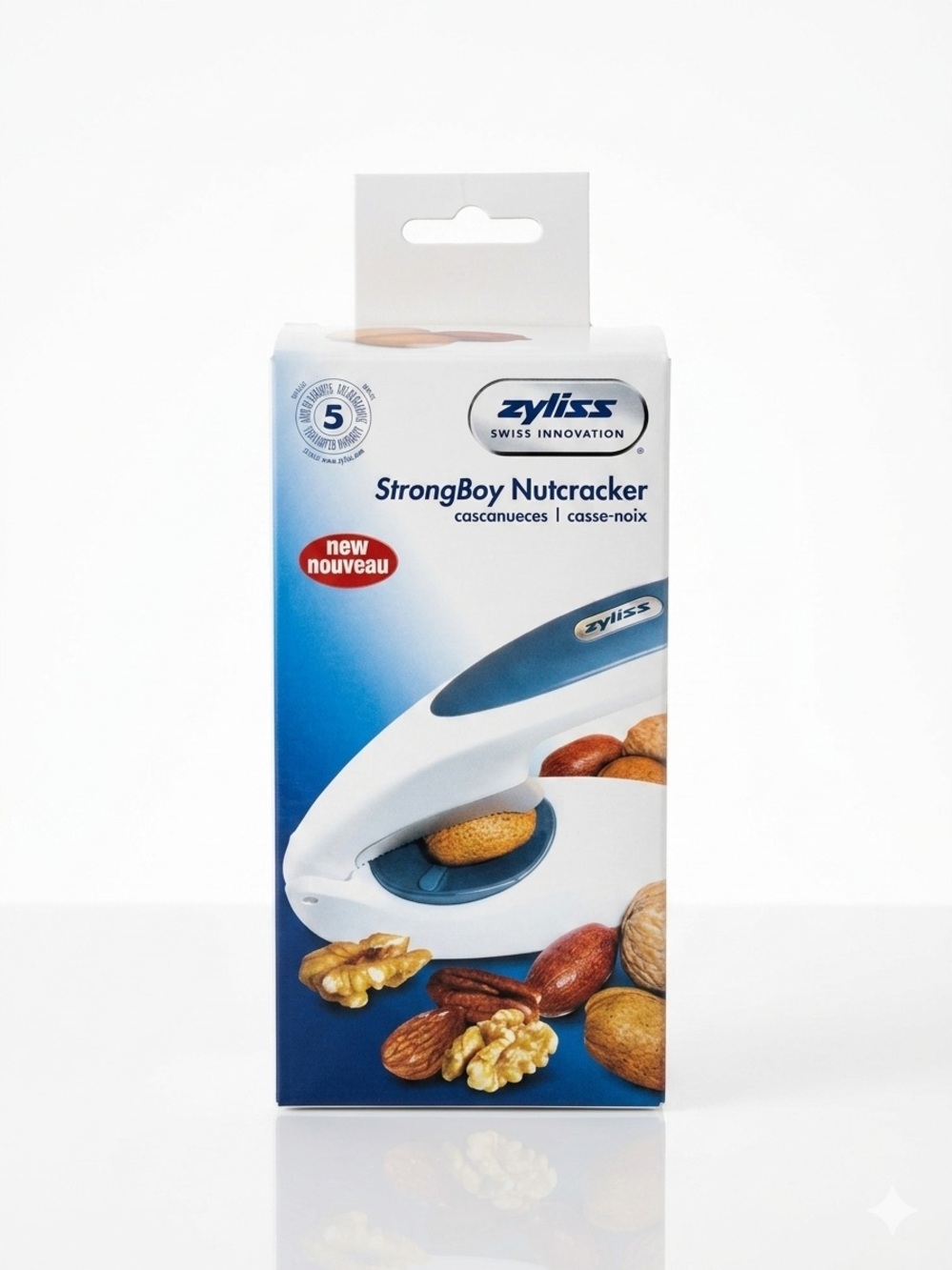 Zyliss StrongBoy Nutcracker Nut Cracker Tool White Blue New In Box 25900